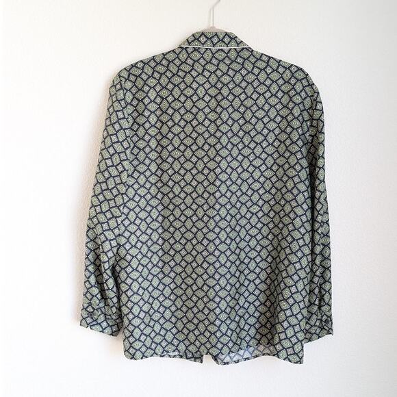 Prada Silk Patterned Long Sleeve Blouse Straight Fit Shirt, size IT 42/US 6 - Picture 2 of 13